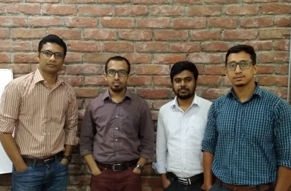 Mr. Aflatun Kaisar, Mr. Ruhul Kader of Future Startup, Mr. Shohrab Hossain and Mr. Omar of Kormo at Shohoz HQ (From Left to right)