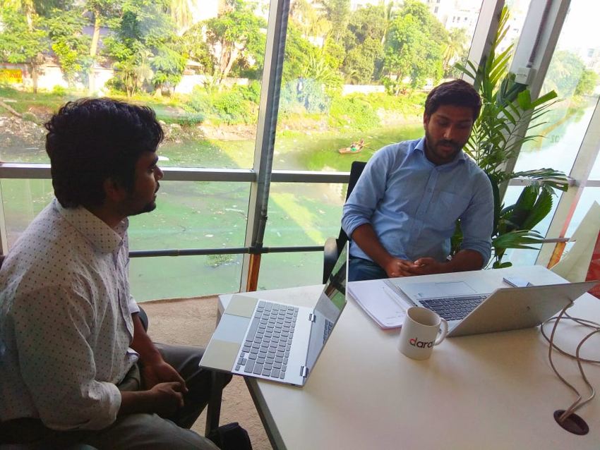 Mr. Bari speaking with team Kormo at Daraz Bangladesh HQ in Dhaka