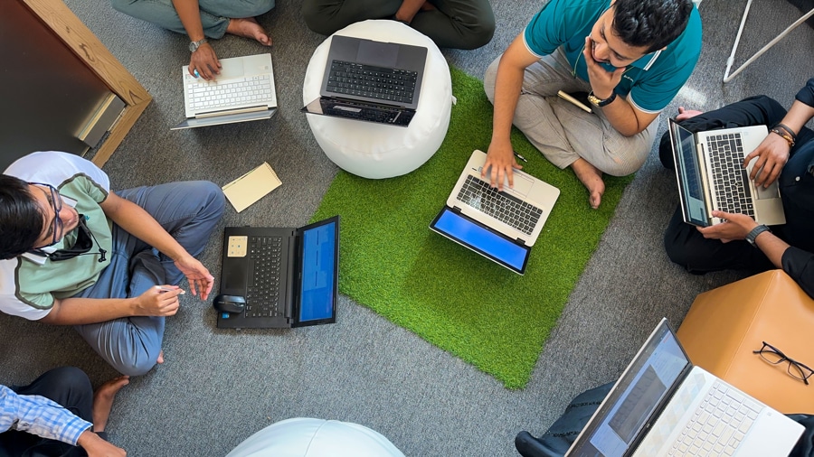 Part of Hubxpert team working at its office in Dhaka