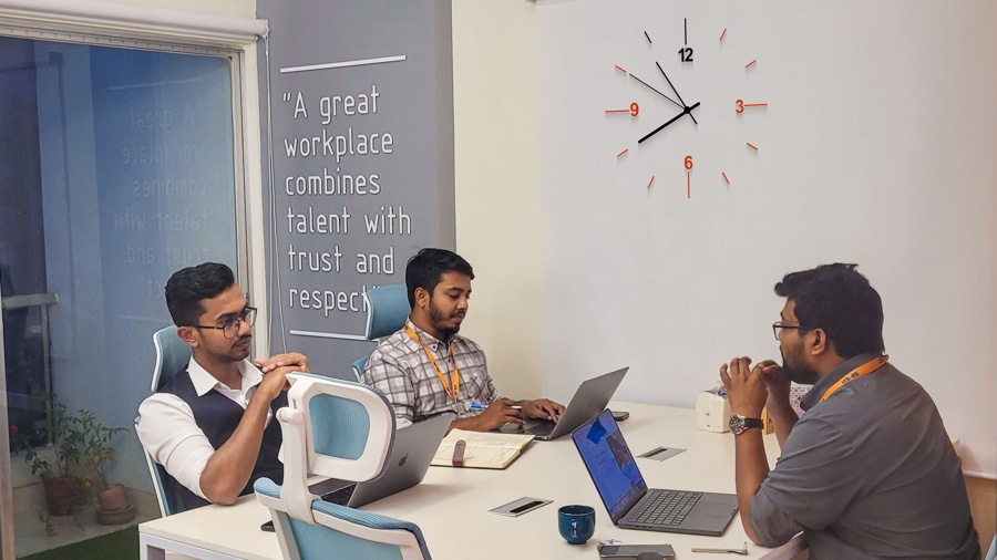 A snapshot of some of Hubxpert people working at its Dhaka office