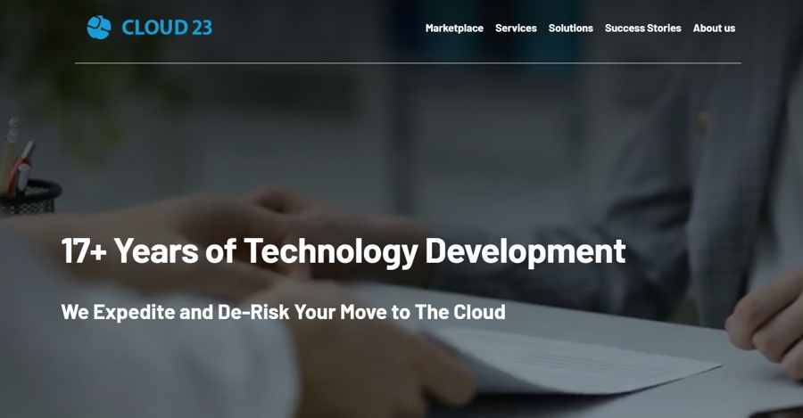 Brain Station 23's cloud vertical is called Cloud 23 | Cloud 23 web screenshot